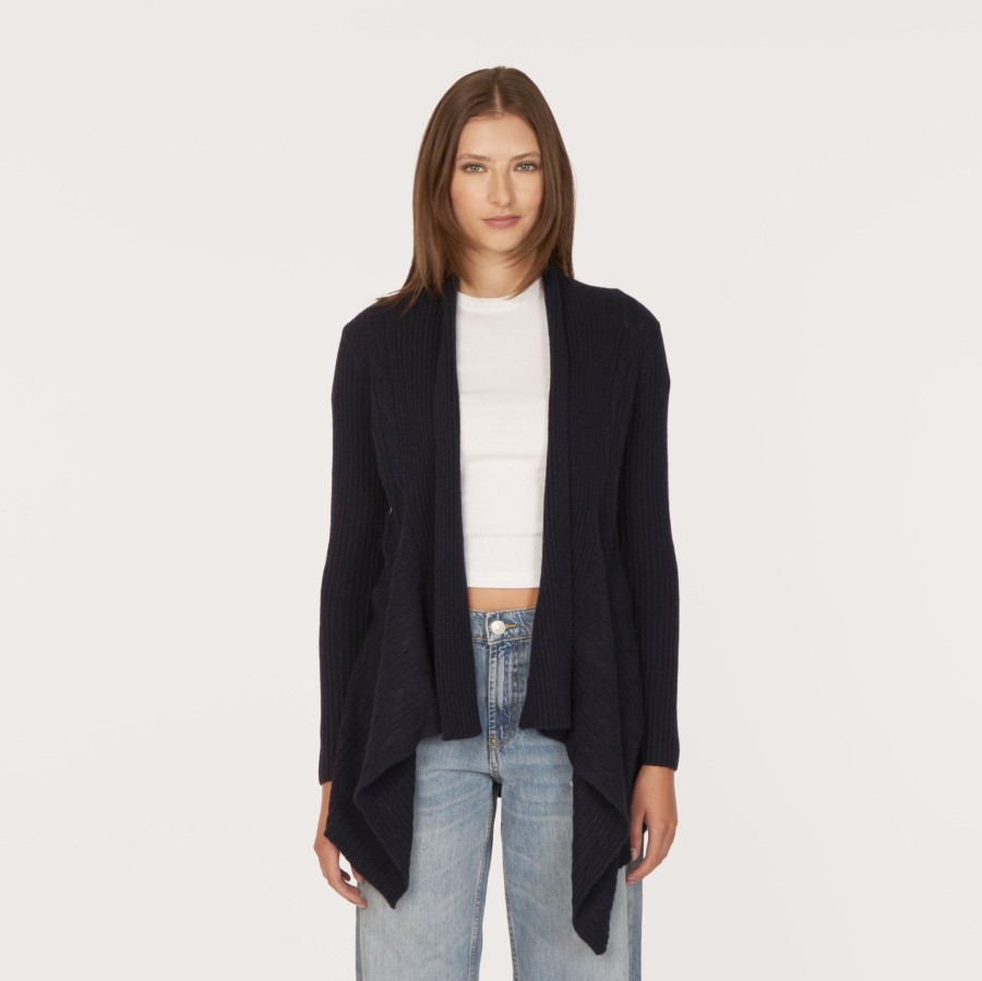 Autumn Cashmere Cable Drape In Peacoat | Cardigans