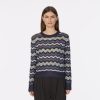 Autumn Cashmere Pointelle Wavy Stripe Crew | Sweaters