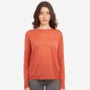 Autumn Cashmere Distressed Edge Crew In Papaya | Sweaters