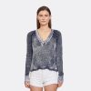 Autumn Cashmere Distressed Inked Scallop Shaker V In Navy | Sweaters