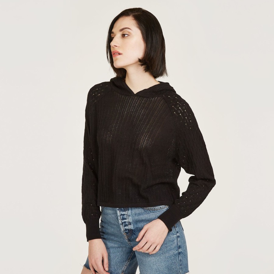 Autumn Cashmere Mixed Stitch Hoodie In Black | Sweaters