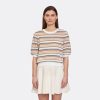 Autumn Cashmere Multi Stripe Texture Puff Sleeve Crew | Sweaters