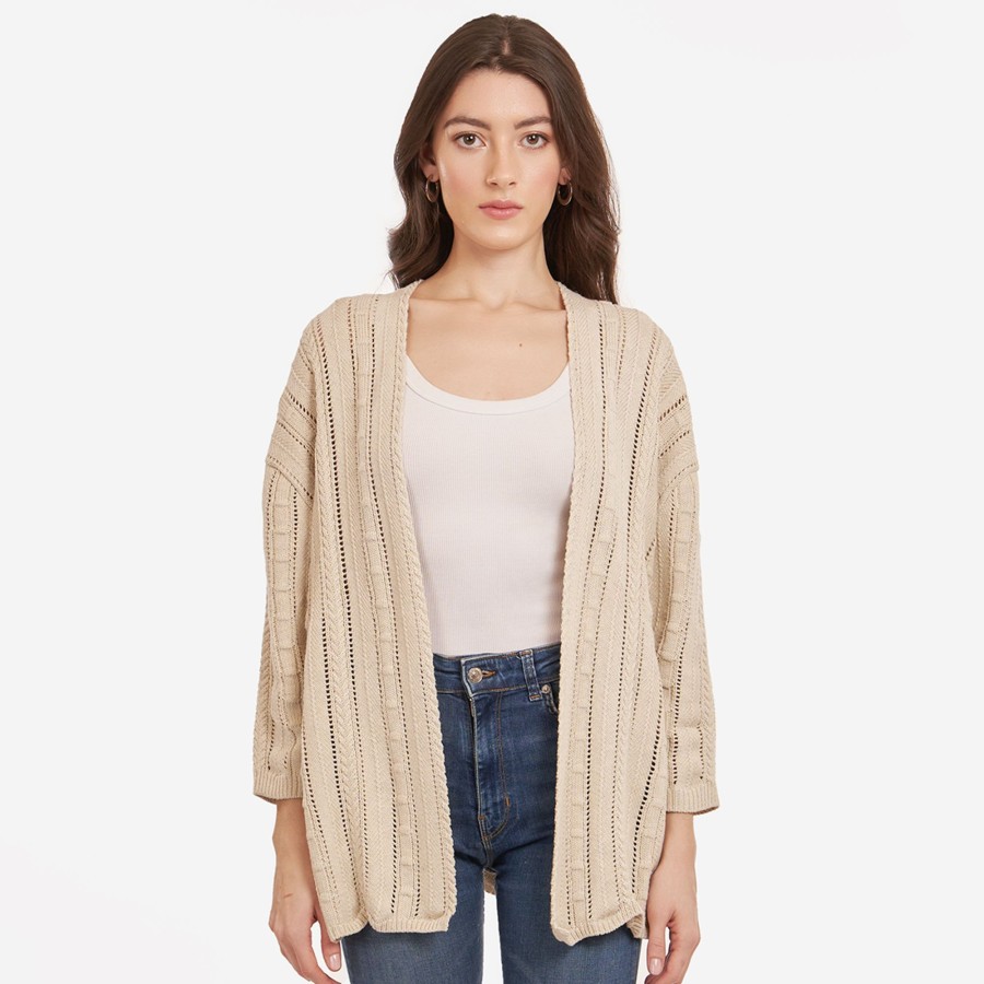 Autumn Cashmere Open Pointelle Duster In Hemp | Cardigans