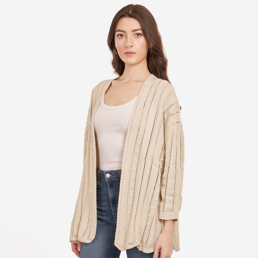 Autumn Cashmere Open Pointelle Duster In Hemp | Cardigans