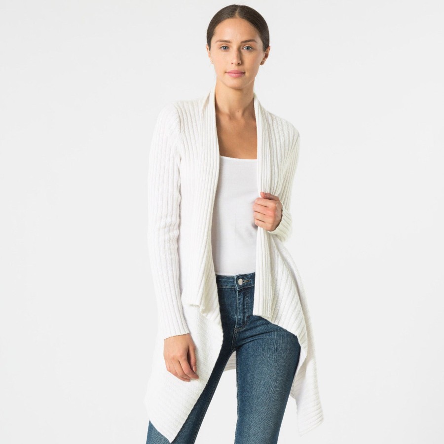 Autumn Cashmere Cashmere Rib Drape In White | Cardigans