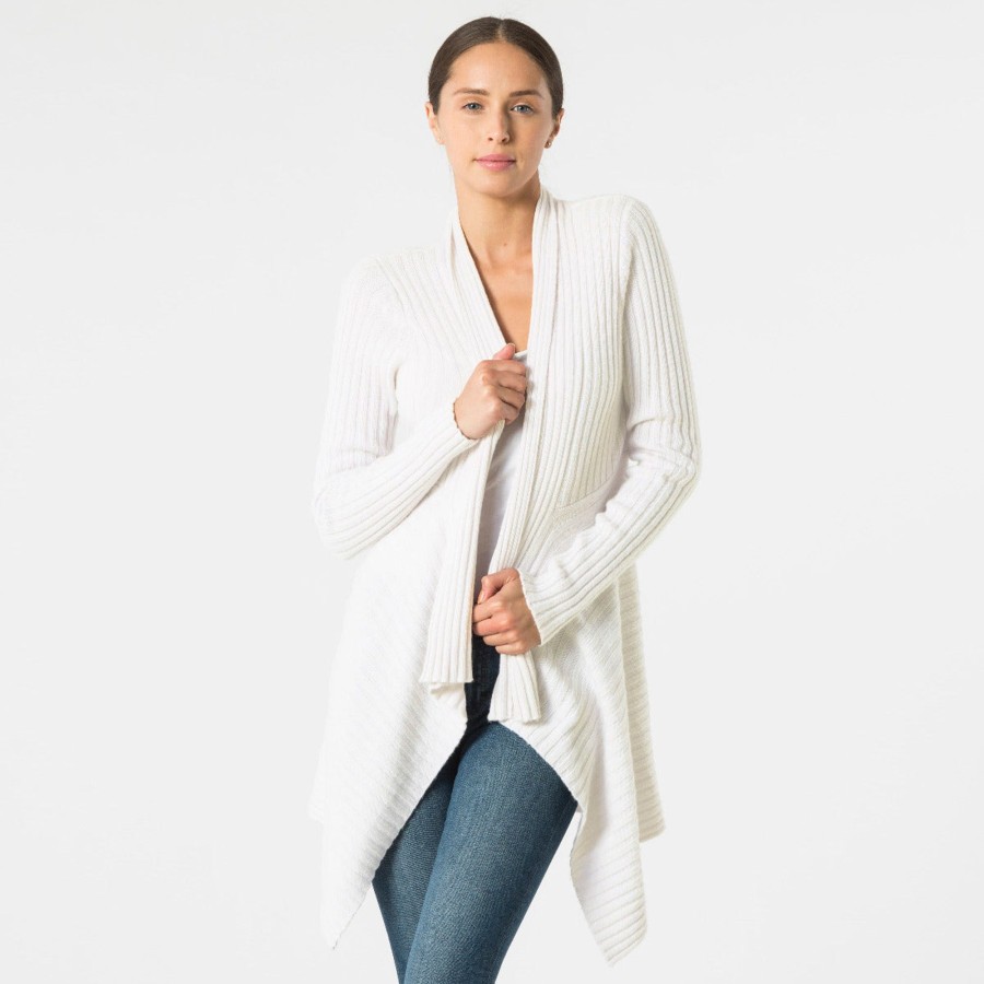 Autumn Cashmere Cashmere Rib Drape In White | Cardigans