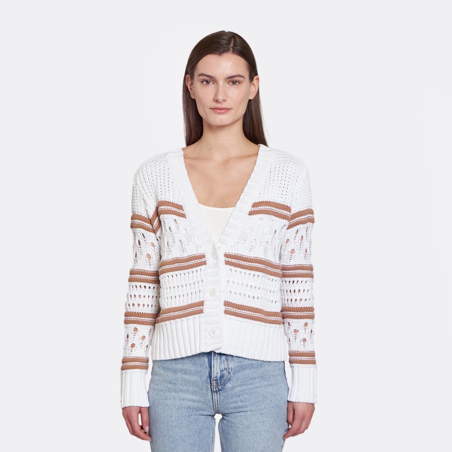 Autumn Cashmere Chunky Multi Stitch Cardigan In Bleach White/Wicker | Cardigans