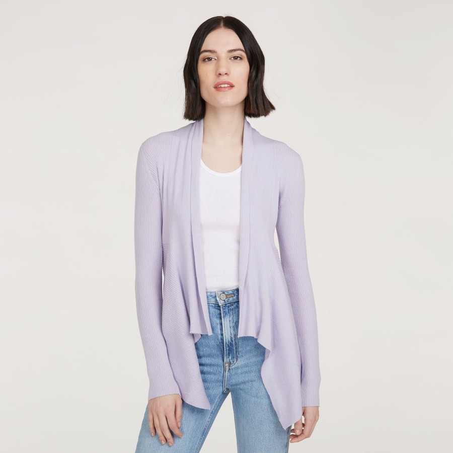 Autumn Cashmere Cotton Rib Drape In Vapor | Cardigans