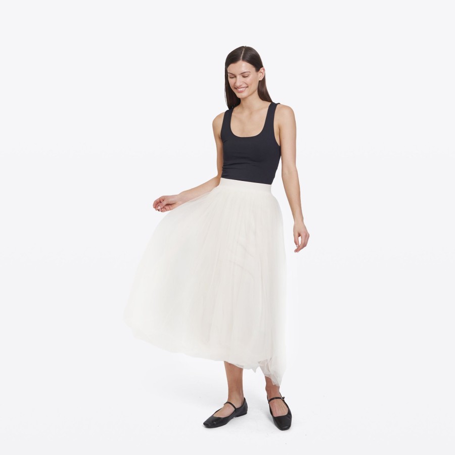 Autumn Cashmere Gathered Skirt W/ Tulle In Sand | Dresses