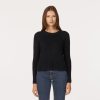 Autumn Cashmere Distressed Scallop Shaker In Navy Blue | Sweaters