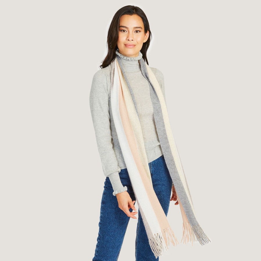 Autumn Cashmere Rainbow Stripe Scarf In Neutral Combo | Accessories