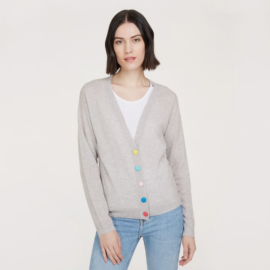 Autumn Cashmere V-Neck Cardigan W/ Multi Colored Buttons | Cardigans