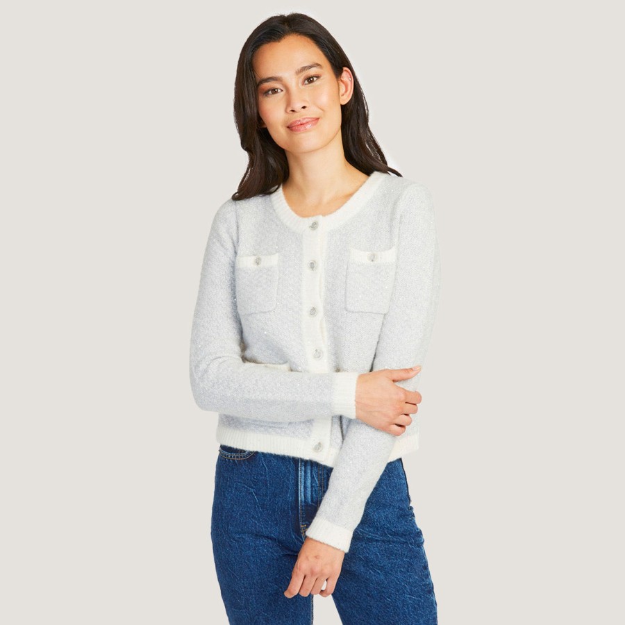 Autumn Cashmere Cropped Sequin Banded Jacket | Cardigans