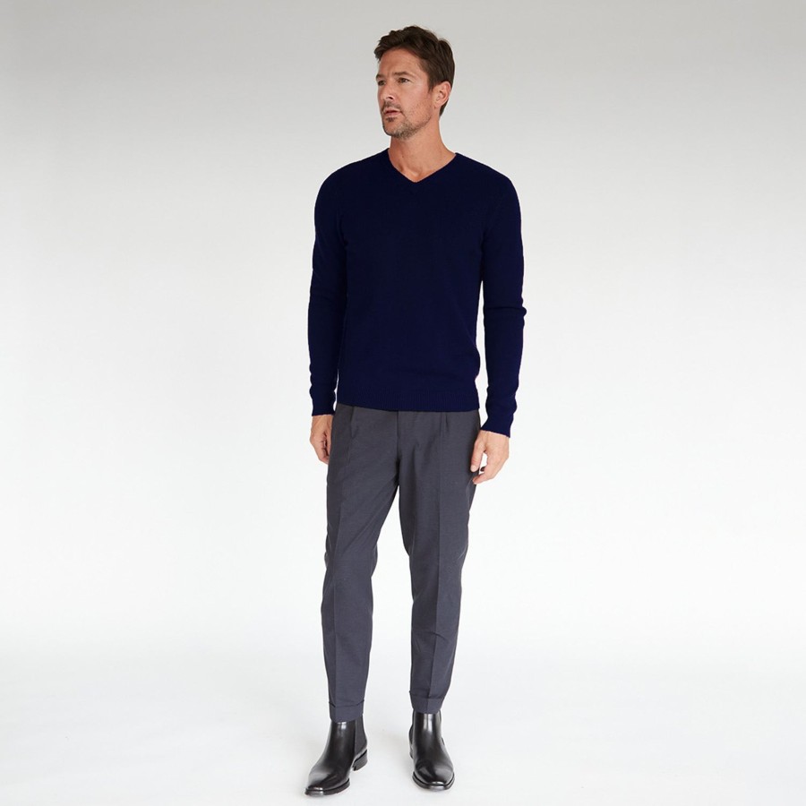 Autumn Cashmere Basic V-Neck In Navy | Clothing