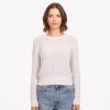 Autumn Cashmere Reverse Jersey Pointelle Crew In White | Sweaters