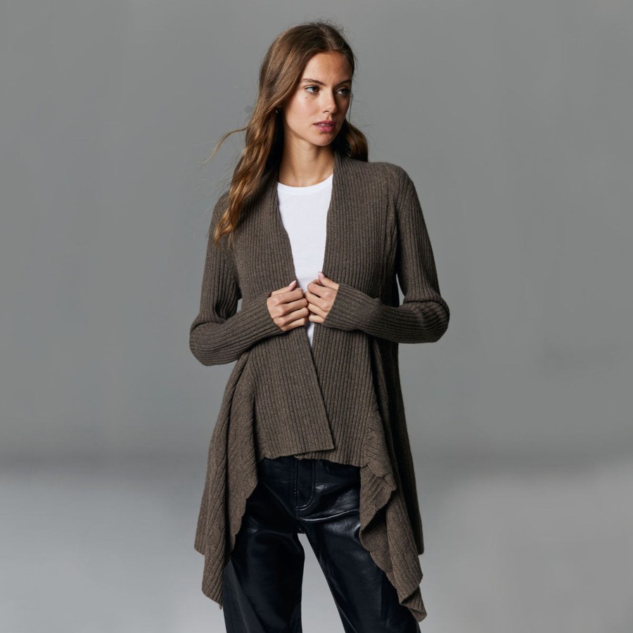 Autumn Cashmere Cable Drape In Driftwood | Cardigans