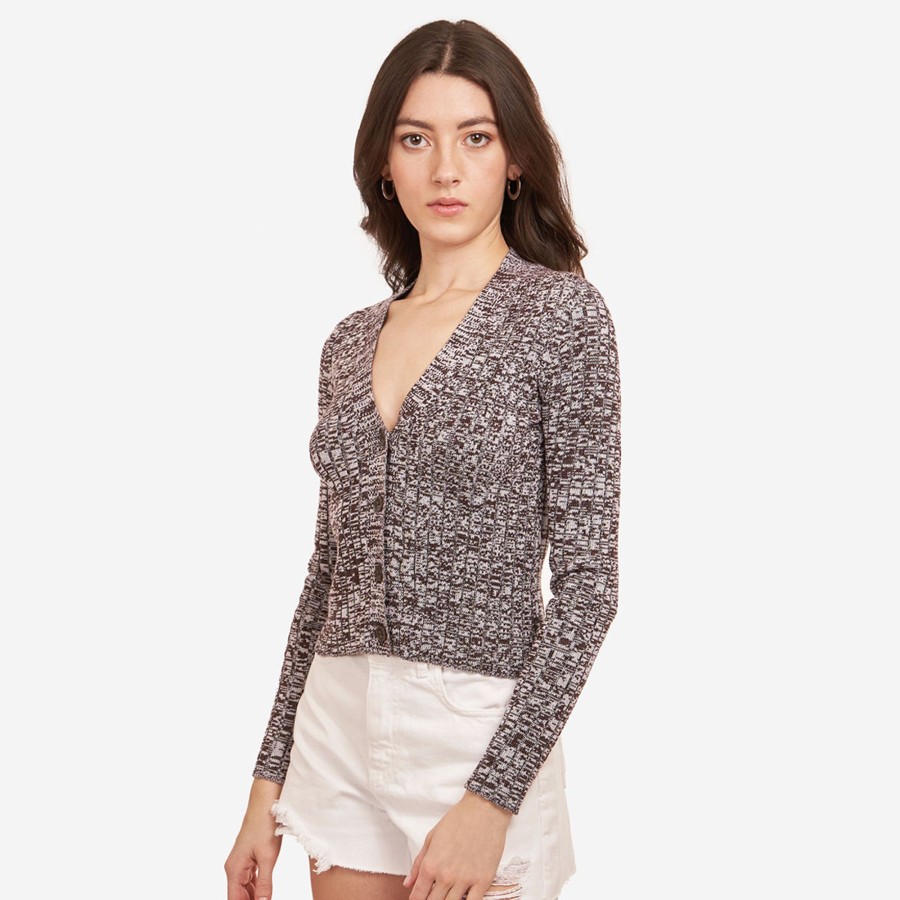 Autumn Cashmere Melange Rib V Cardigan | Cardigans