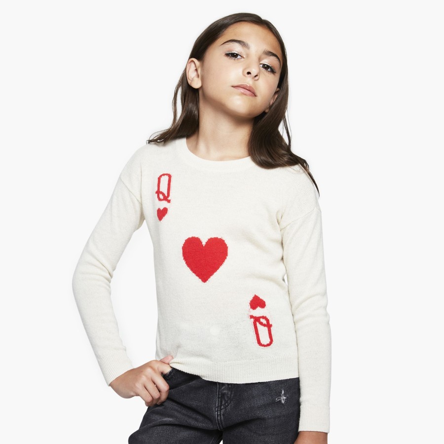 Autumn Cashmere Kids Queen Of Hearts Jacquard In Tofu | Clothing