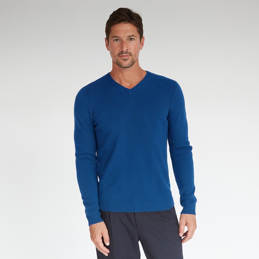 Autumn Cashmere Basic V-Neck In Electric Pale Blue | Clothing