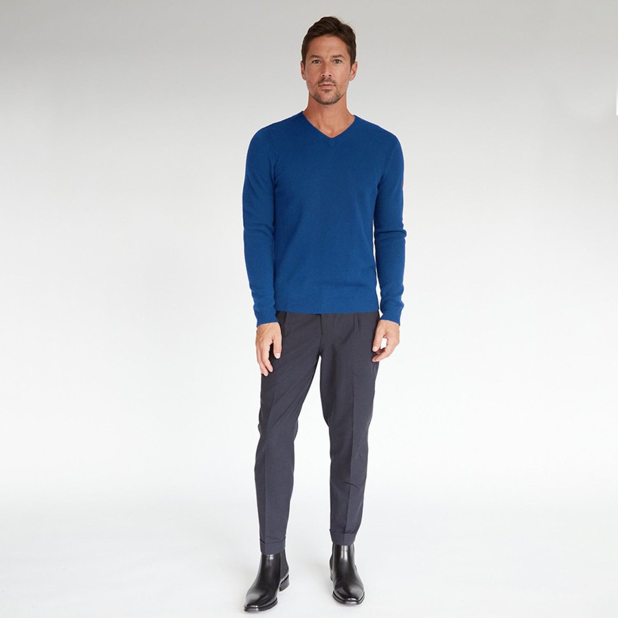 Autumn Cashmere Basic V-Neck In Electric Pale Blue | Clothing