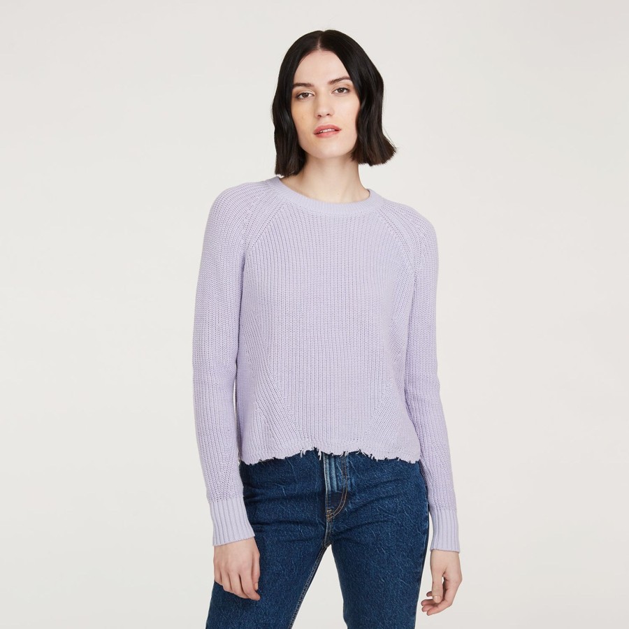 Autumn Cashmere Distressed Scallop Shaker In Vapor | Sweaters