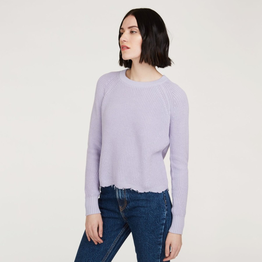 Autumn Cashmere Distressed Scallop Shaker In Vapor | Sweaters