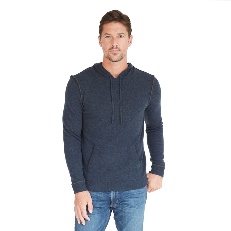 Autumn Cashmere Hoodie With 2-Color Pipping In Gator/Navy | Clothing