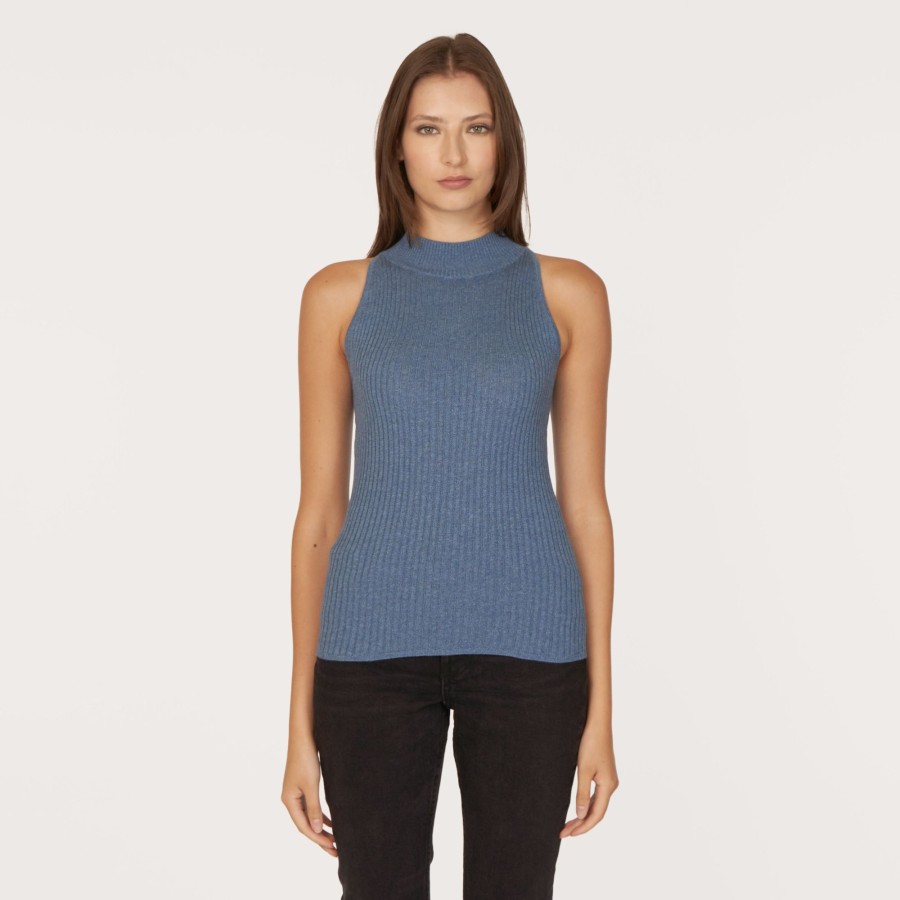 Autumn Cashmere Rib Mock Halter In Overalls | Tops