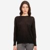 Autumn Cashmere Distressed Edge Crew In Black | Sweaters