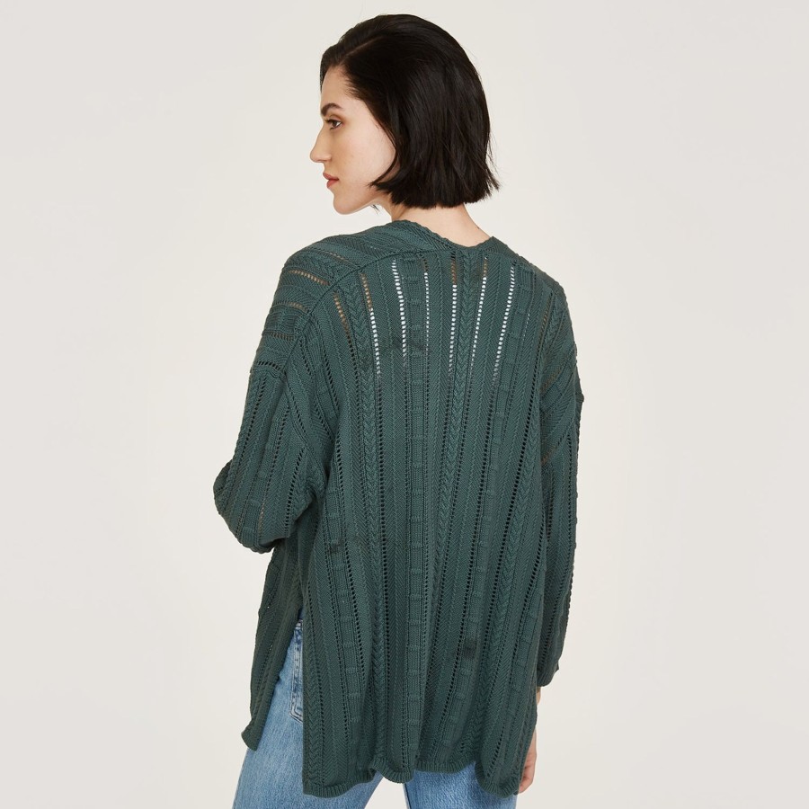 Autumn Cashmere Open Pointelle Duster In Green | Cardigans