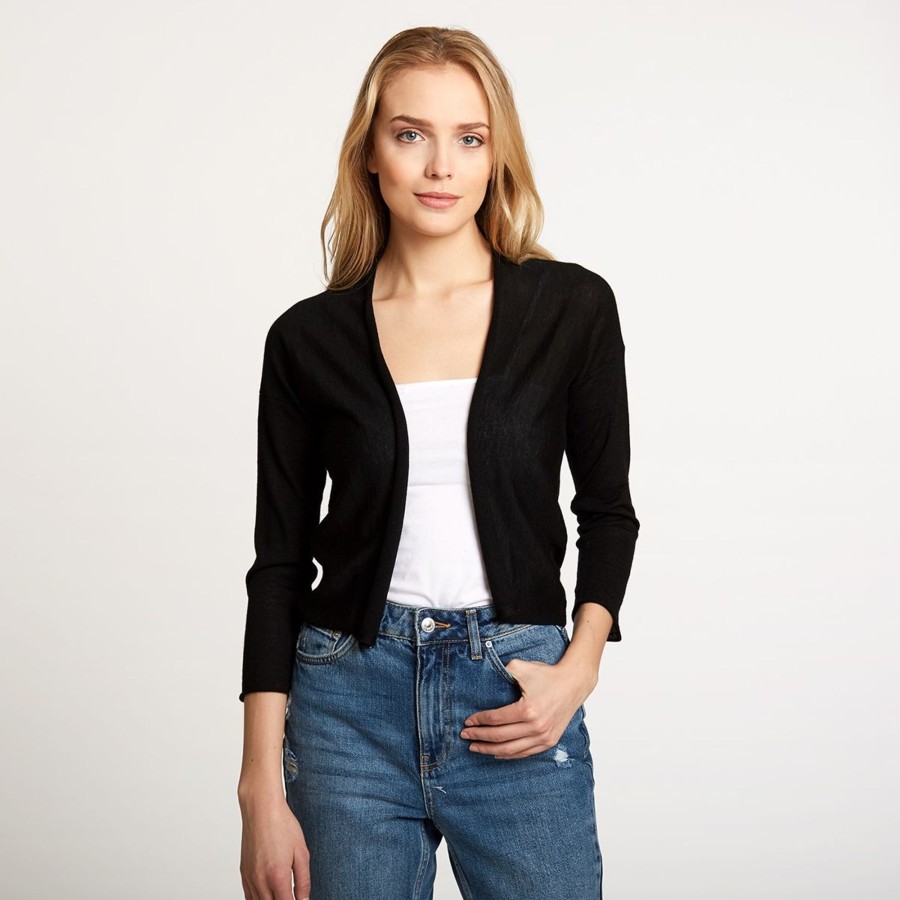 Autumn Cashmere Easy Crop Cardigan In Black | Cardigans