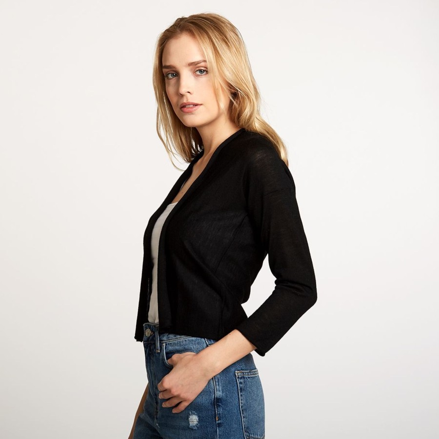 Autumn Cashmere Easy Crop Cardigan In Black | Cardigans