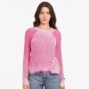 Autumn Cashmere Neon Inked Scallop Shaker Crew In Bubble Gum | Sweaters