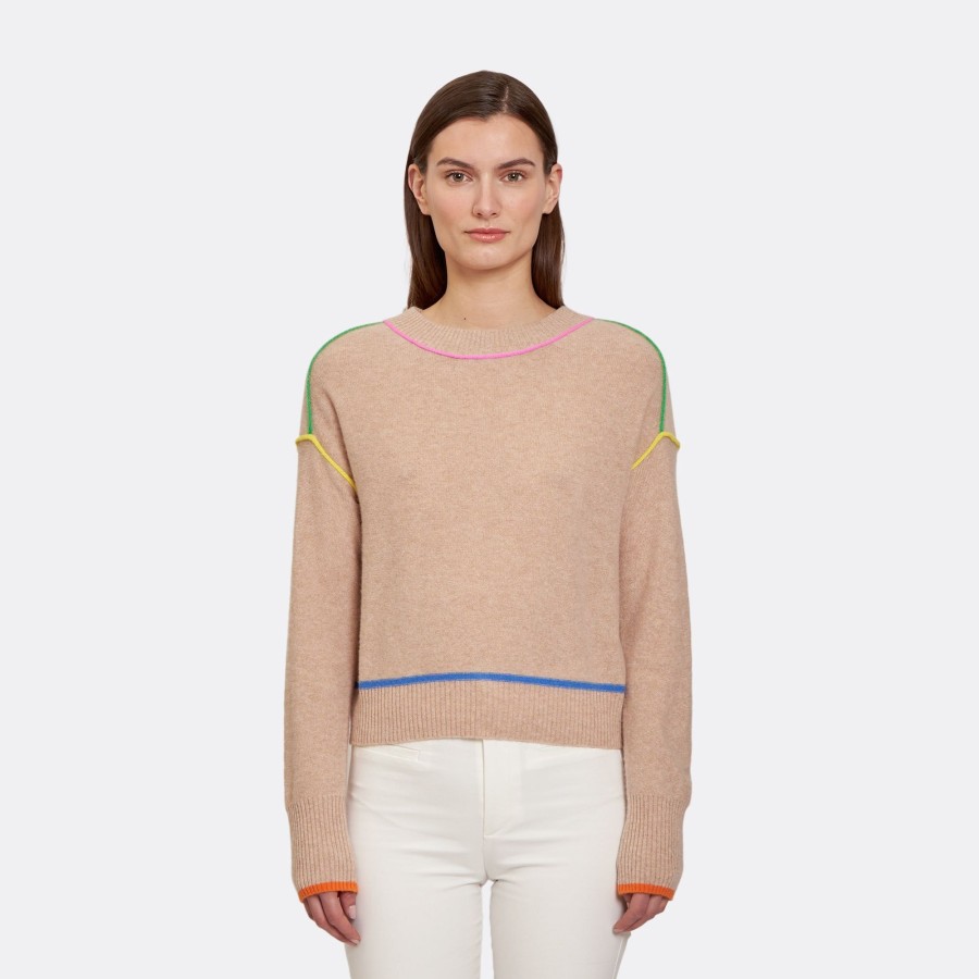 Autumn Cashmere Crew W/ Multi Color Seams | Sweaters