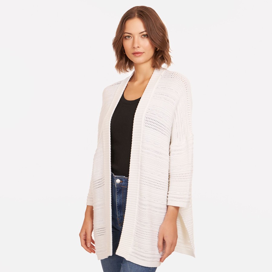 Autumn Cashmere Open Stitch Beach Duster In White | Cardigans