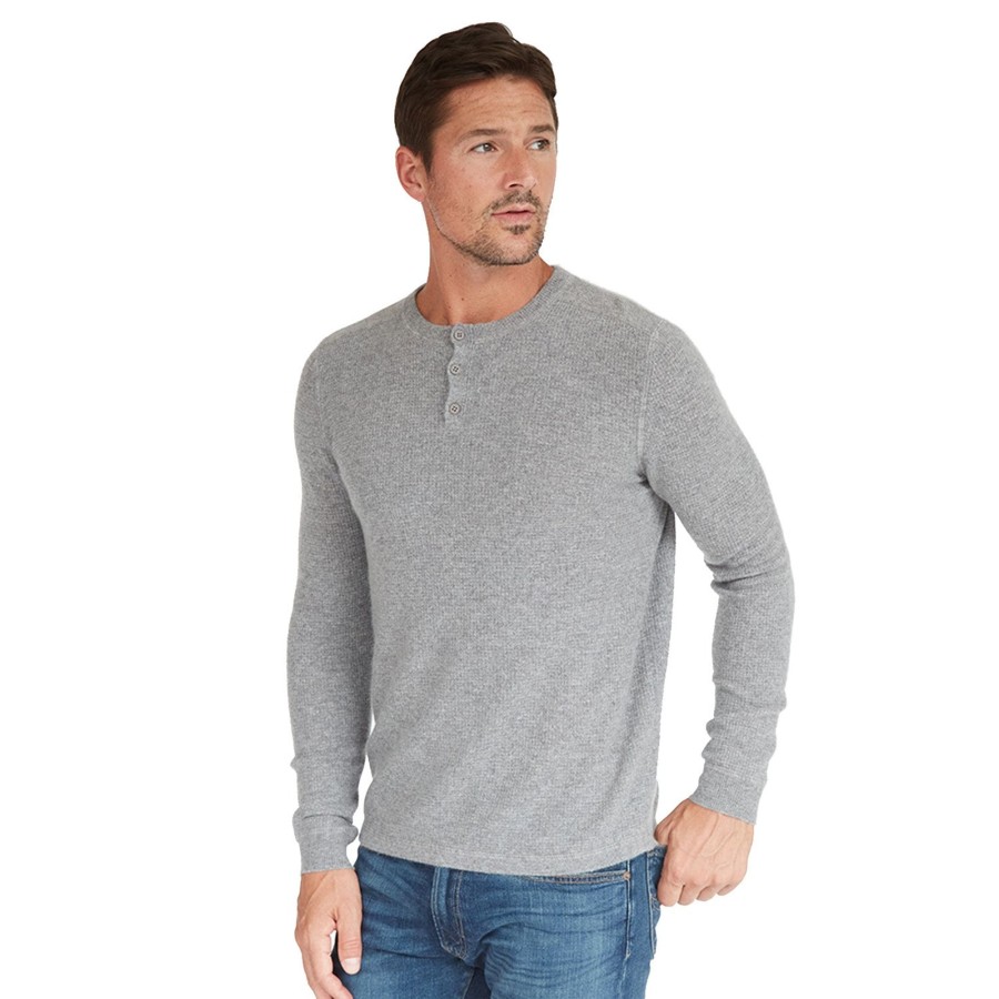 Autumn Cashmere Thermal Henley With Yoke In Cement | Clothing